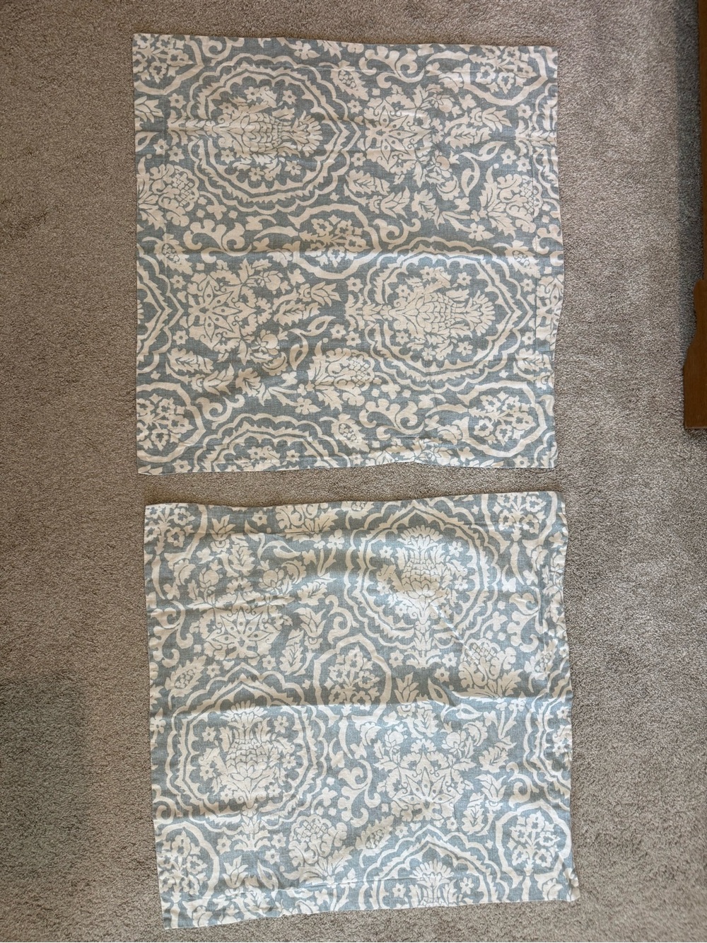 Pottery Barn Damask Floral Pineapple Blue and White European Shams - Set of 2